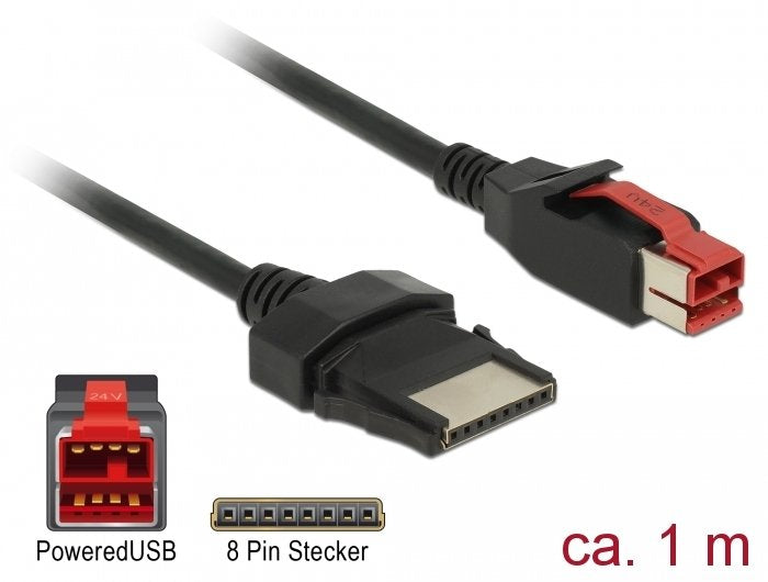 Delock Poweredusb Cable Connector Male 24V 8 Pin Connector Male 1M Pos Printer And Terminals