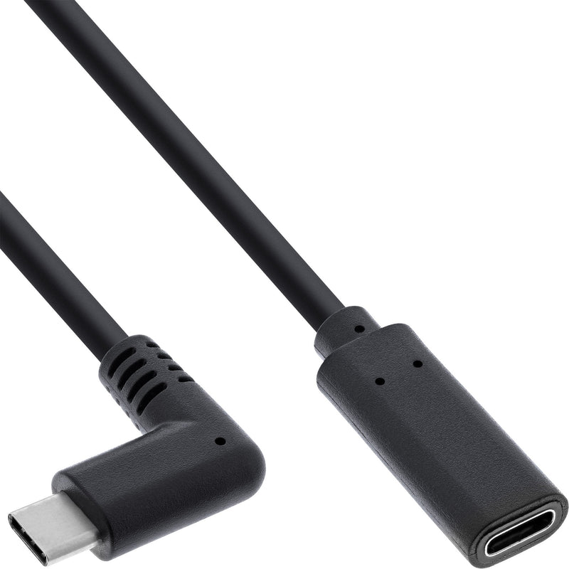Inline Cable USB 3.2, Type-c Male Ángulo a Female Black 0,5M