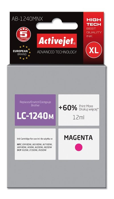 Activejet Ink AB-1240MNX (reemplazo Brother LC1240M / 1220M - Supreme - 12ML - Magenta — image 1