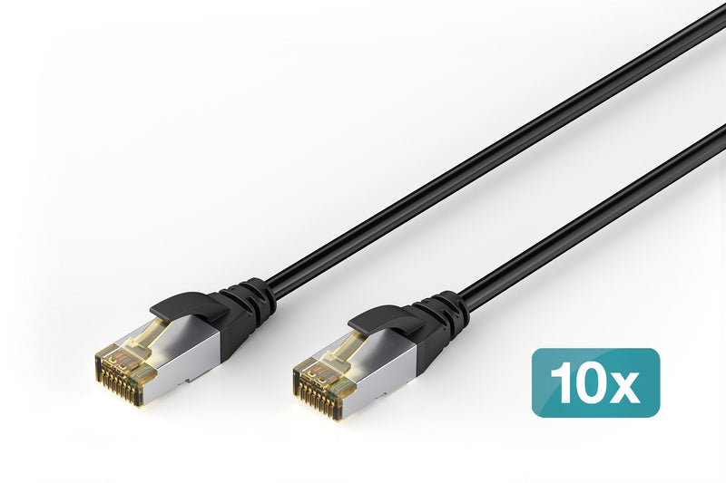 Digitus CAT.6A S/FTP Exterior- Network Cable, Pe, 10 Unidades 3M, CAT.6A, S/FTP (s-STP), RJ-45, Negro