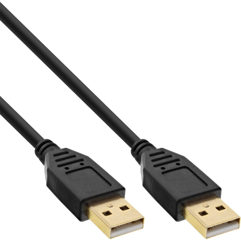 Inline USB Cable 2.0 , Am/Am, Black Contactos Chapados Oro, 1M
