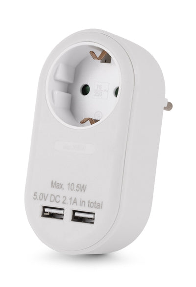 Entac Adapter Plug + 2x USB-A White — image 1