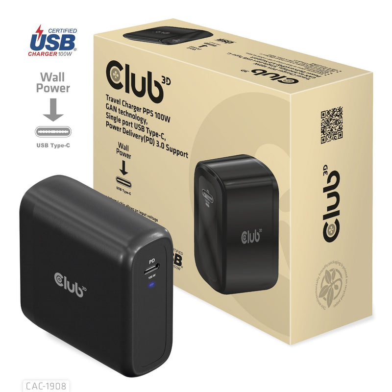 CLUB3D Charger 1x USB Typ C, Pd 100W Retail