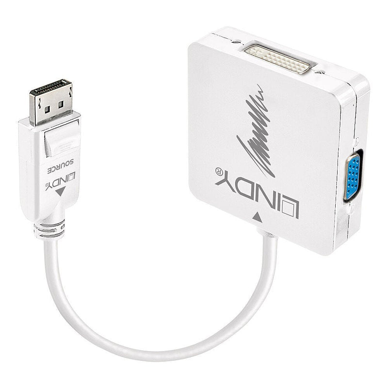 Lindy 41028 Adapter DisplayPort DVI-d + VGA [d-sub] + HDMI Black (DisplayPort 1.2 To Hdmi, VGA & DVI-d Ada)
