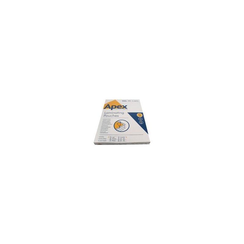 Fellowes Apex Pack 100 Cases Plastificar 80 Mic. Brillo A4 TRANSPARENTEA480BRILLO