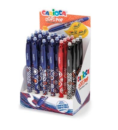 Carioca Oops Expositor 24 Pens Borrables - Thermos Sensible - Grip Texturizada - Punta Ø 0.7MM - Double