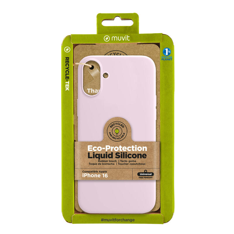 Muvit Case Recycletek Liquid Silicone Apple Iphone 16 Pink