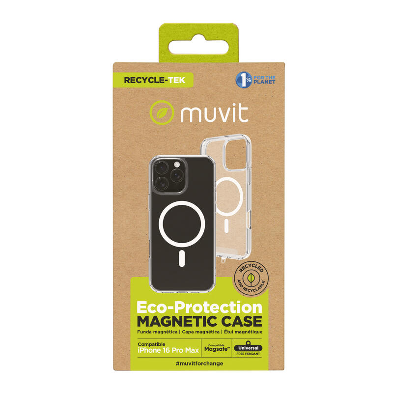 Muvit Case Recycletek Magsafe Apple Iphone 16 Pro Max. Transparent