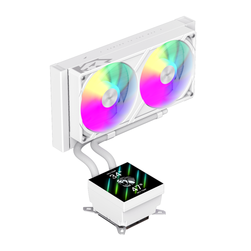 Gamemax CPU Liquid Cooler Glacier 240 LCD White