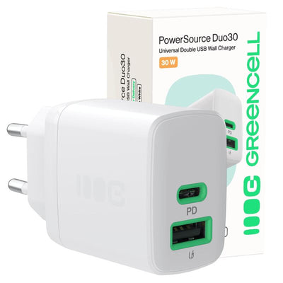 Greencell Powersource DUO30 Biala 30W USB-C USB-A Power Delivery QC3.0 — image 1