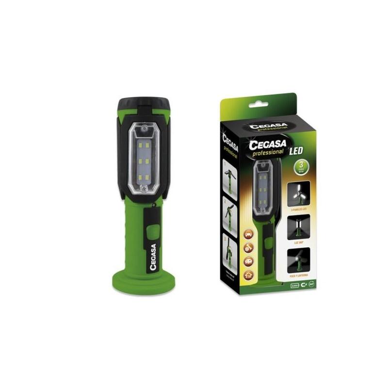 Cegasa Linterna Professional LED - 3 Paneles LED And Front - 3 Modos Iluminacion - Funciona With 3 Batteries A