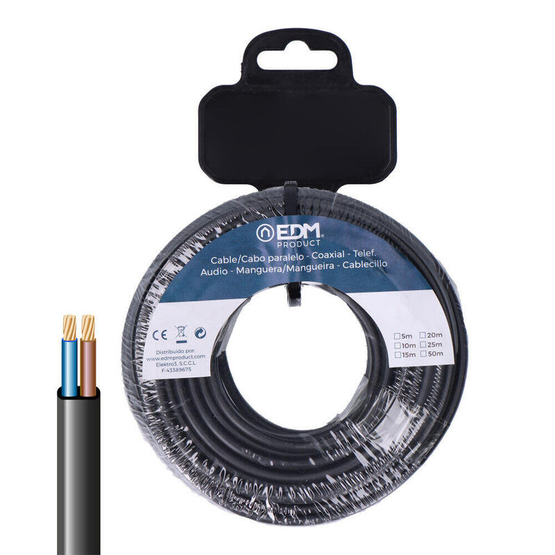 Hose Plana 2X0,75MM² Black 10M.