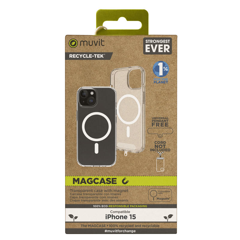 Muvit For Change Case Recycletek Magsafe Compatible With Apple Iphone 15 Transparent