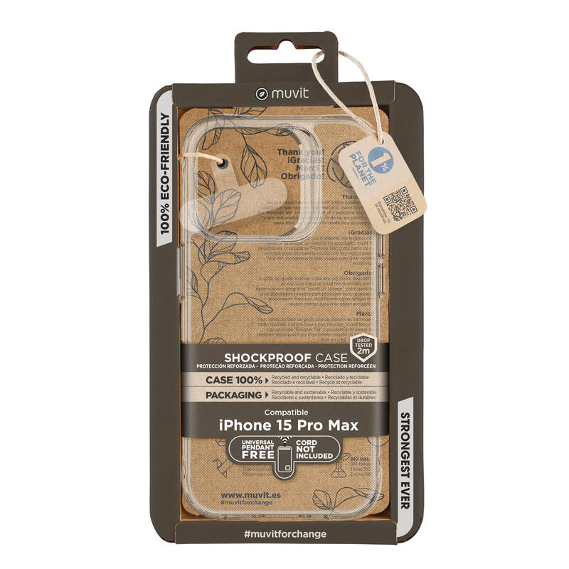 Muvit For Change Case Shockproof 2M Compatible With Apple Iphone 15 Pro Max. Transparent