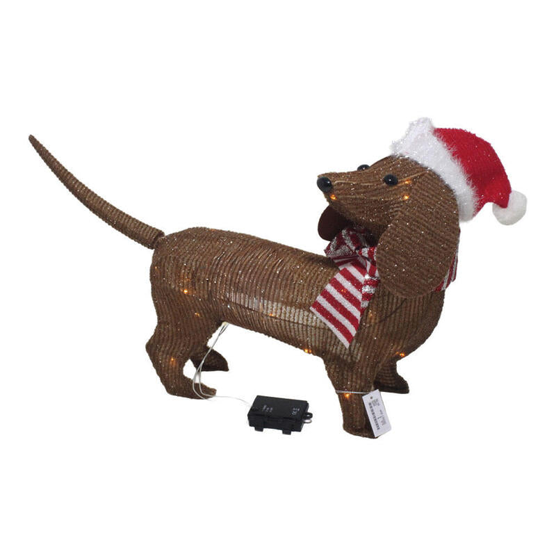 Perro Brown With Gorro Christmas 40 LED