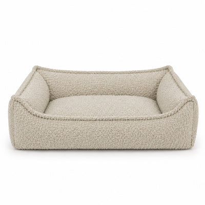 Nino Bouclé Memory Foam Dog Basket Bed – Ecru, M