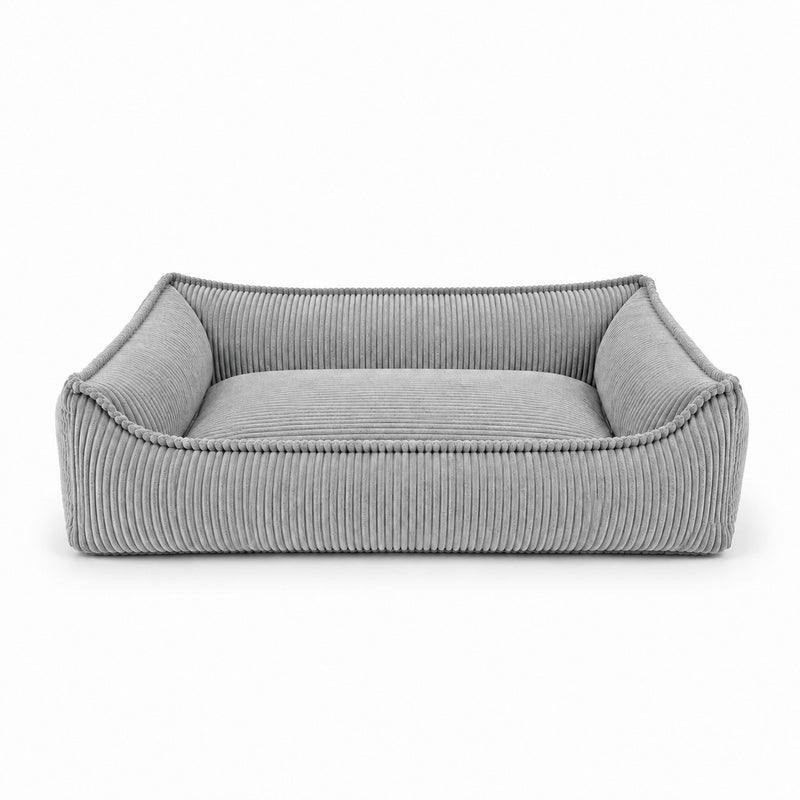 Nino Corduroy Memory Foam Dog Basket Bed – Cloud Grey, XS