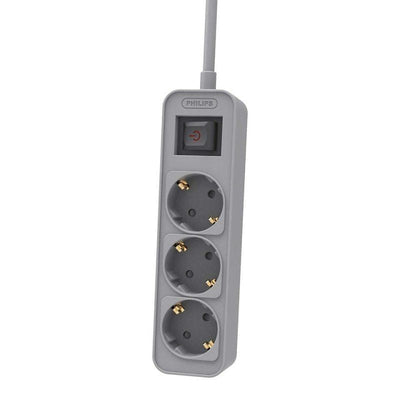 Philips Power Strip With Switch CHP2134G 3 Sockets Power Cable 1.5M Grey — image 1